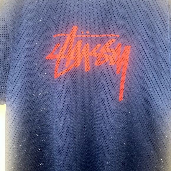 Stüssy RARE Navy/Orange Jersey Mesh Shirt Size XL Excellent Condition! - Picture 3 of 9